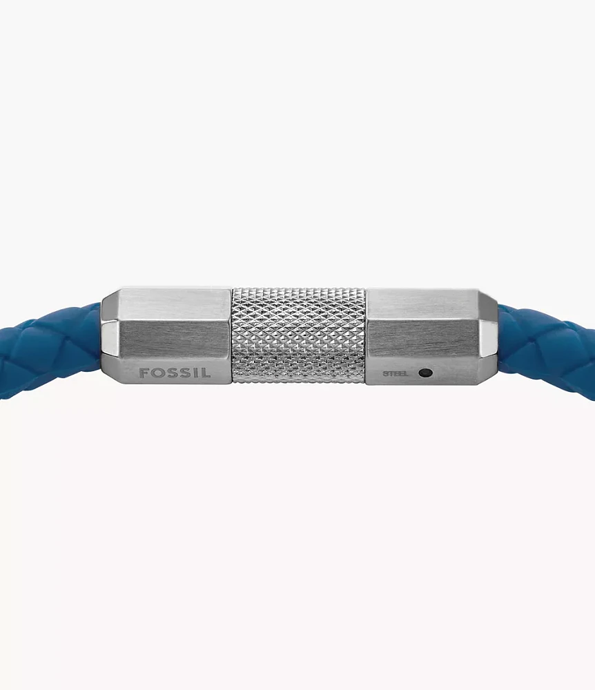 Machine Knurled Texture Navy Silicone Station Bracelet