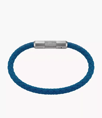 Machine Knurled Texture Navy Silicone Station Bracelet