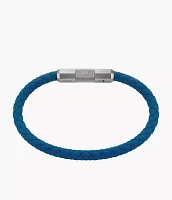 Machine Knurled Texture Navy Silicone Station Bracelet