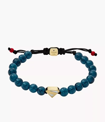 Superman x Fossil Navy Blue Stainless Steel Beaded Bracelet
