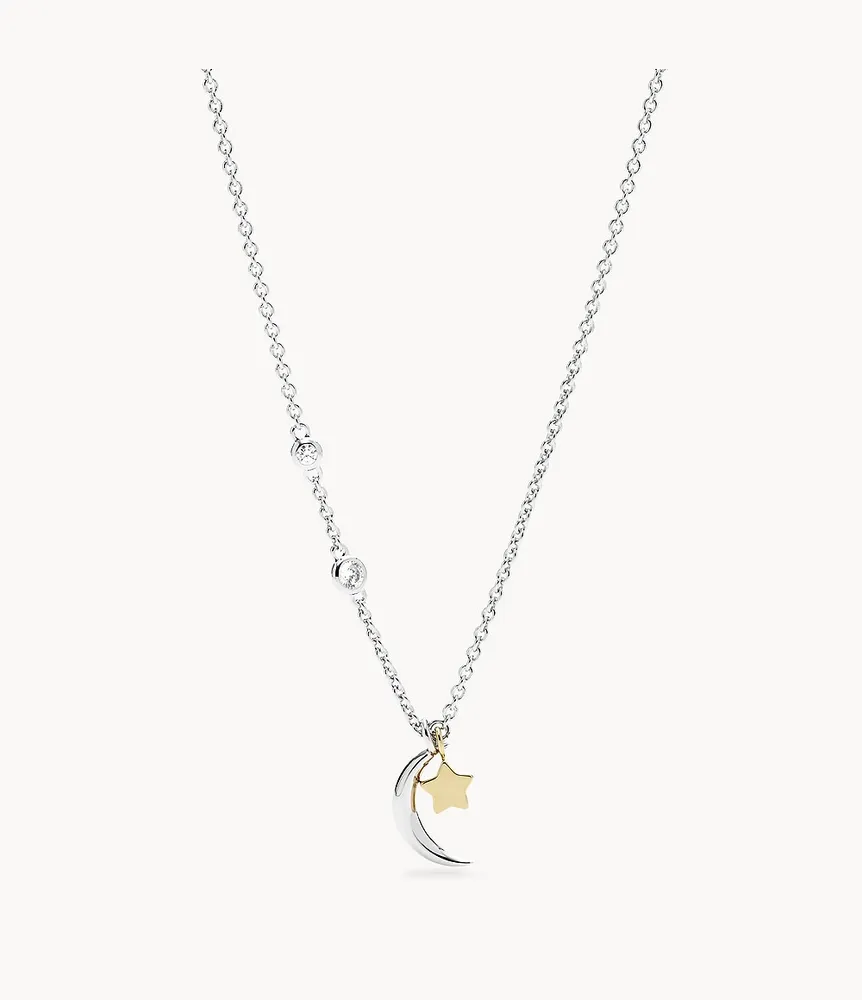 Sterling Silver Star and Crescent Moon Necklace