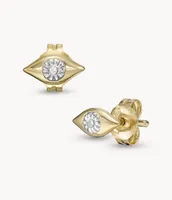 Evil Eye 14K Gold-Plated Clear Laboratory Grown Diamond Stud Earrings