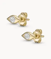 Evil Eye 14K Gold-Plated Clear Laboratory Grown Diamond Stud Earrings
