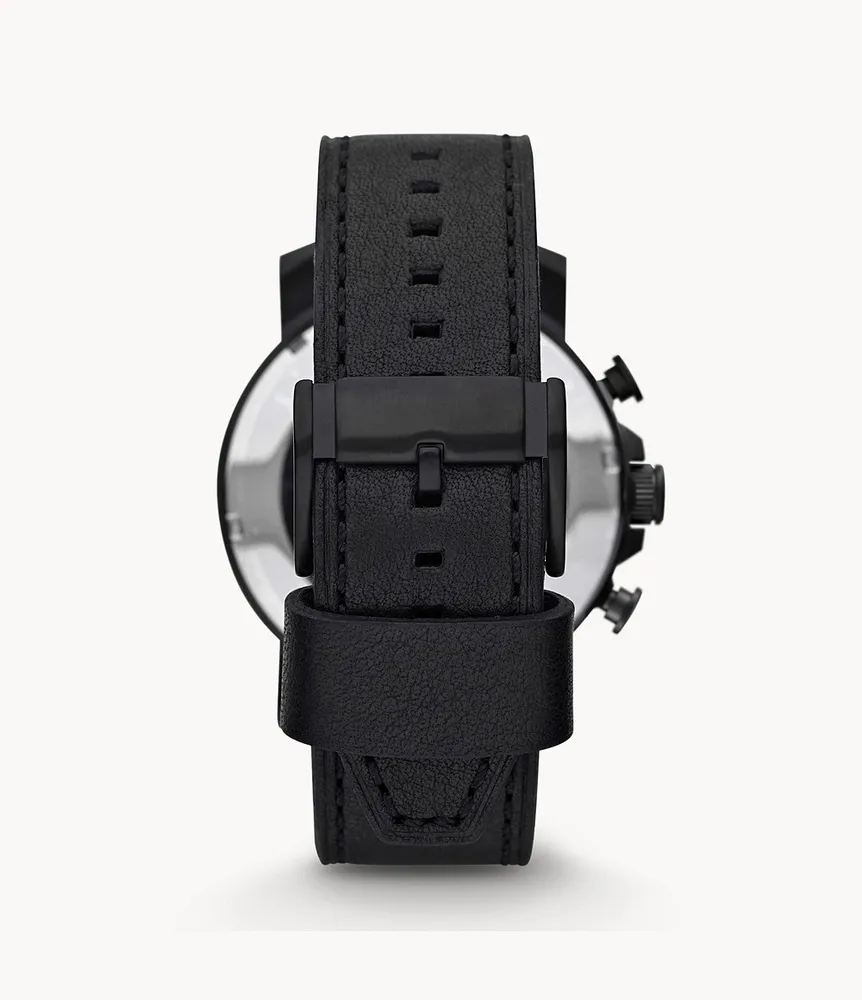 Nate Chronograph Black Leather Watch