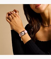 The Wizard of Oz x Fossil Limited Edition Three-Hand Pink Crystal Fabric Watch