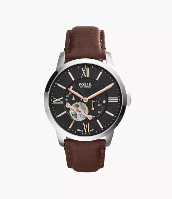 Townsman Automatic Leather Watch Brown