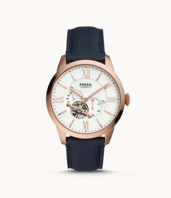 Townsman Automatic Navy Leather Watch