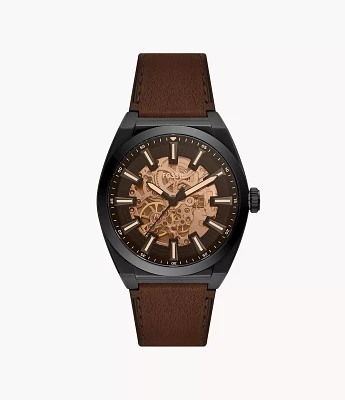 Everett Automatic Dark Brown LiteHide™ Leather Watch
