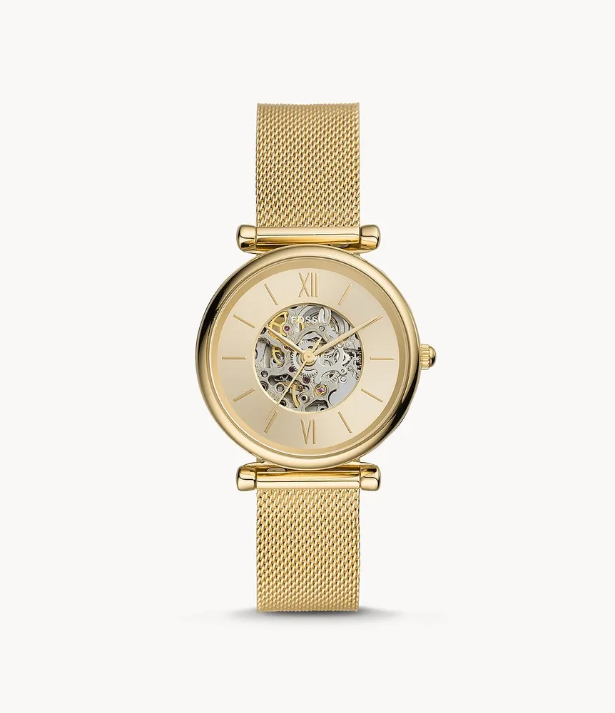 Carlie Automatic Gold-Tone Stainless Steel Mesh Watch
