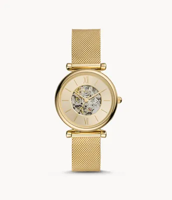 Carlie Automatic Gold-Tone Stainless Steel Mesh Watch