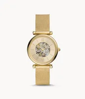 Carlie Automatic Gold-Tone Stainless Steel Mesh Watch