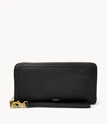 Logan Leather RFID Zip Around Clutch Wallet