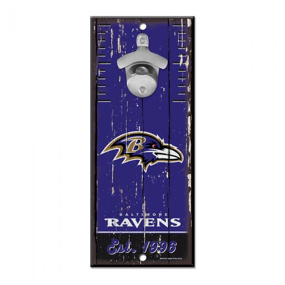 Baltimore Ravens Bottle Opener Sign 5" x 11"