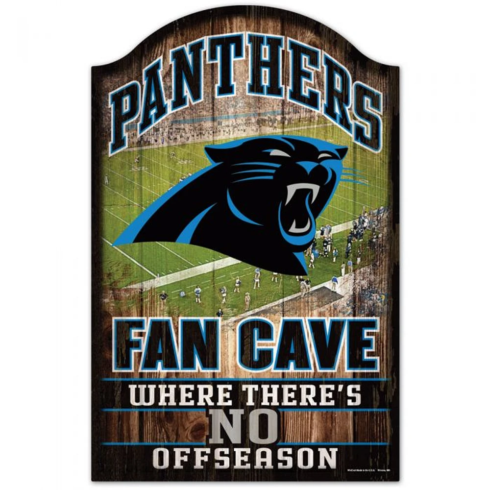 Carolina Panthers Fan Cave Wood Sign 11" x 17" 1/4" Thick