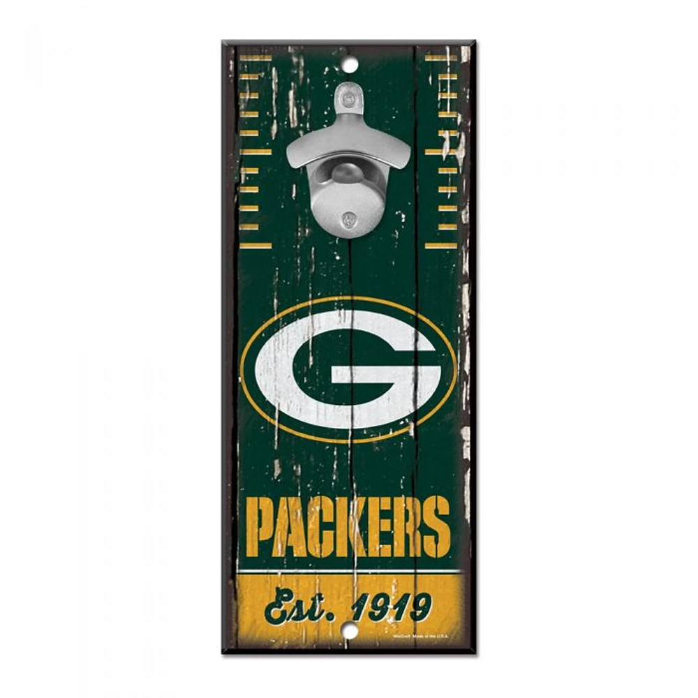 Green Bay Packers Bottle Opener Sign 5" x 11"