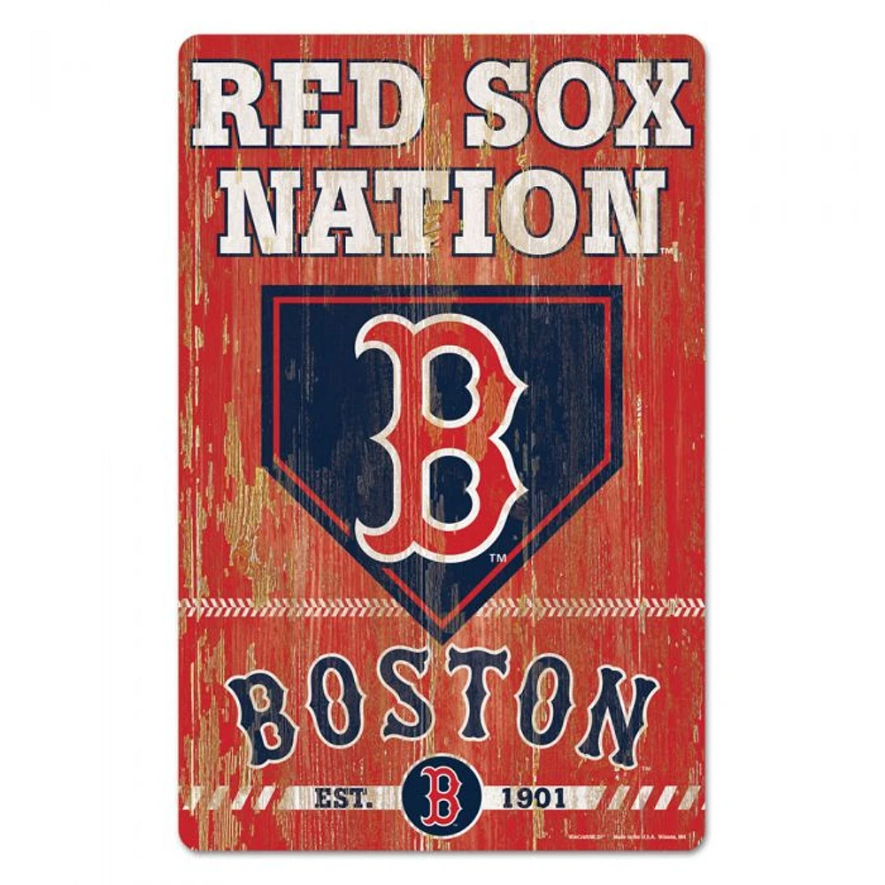 Boston Red Sox Slogan Wood Sign 11" x 17" 1/4" Thick