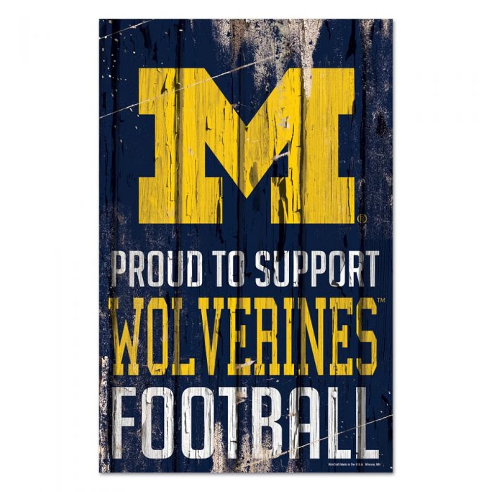 Michigan Wolverines Proud Wood Sign 11" x 17" 1/4" Thick