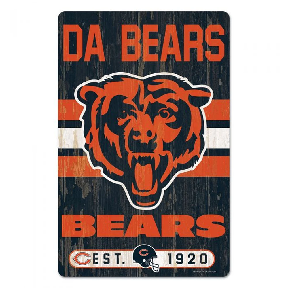 Chicago Bears Slogan Wood Sign 11" x 17" 1/4" Thick