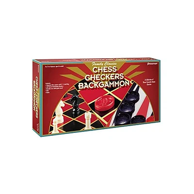 Chess-Checkers-Backgammon Folding By Pressman Games - Board Game