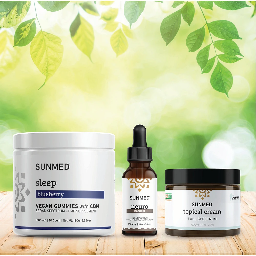Broad Spectrum Sleep Gummies + Neuro Water Soluble + Topical Cream Bundle