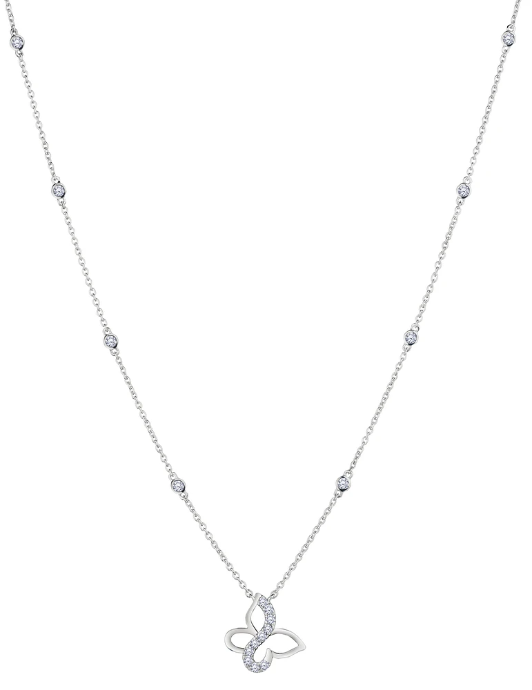 .75 Carat of Lab Grown Diamonds "Butterfly" Necklace, Silver.....................NOW