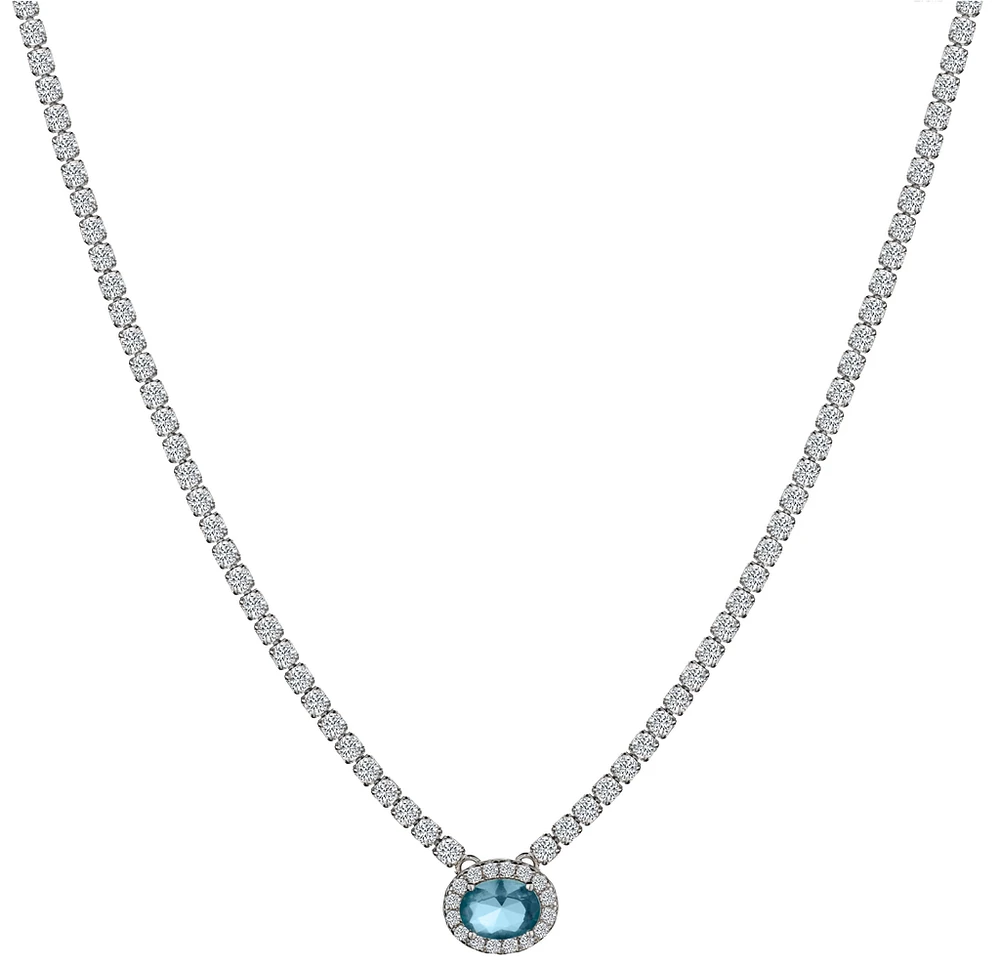 Blue Topaz CZ Adjustable Necklace, Silver.....................NOW