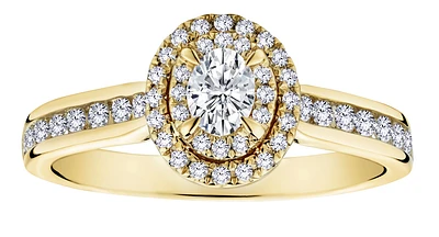 .63 Carat of Diamonds Halo Engagement Ring, 14kt Yellow Gold.....................NOW
