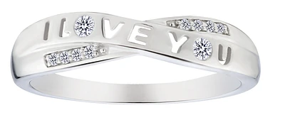 .07 Carat of Lab Grown Diamonds "I Love You" Ring, Silver.....................NOW
