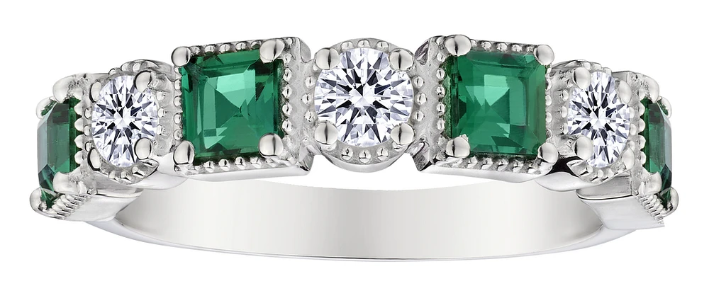 .48 Carat of Lab Grown Diamonds & Emerald Ring, Silver.....................NOW