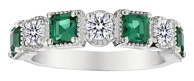 .48 Carat of Lab Grown Diamonds & Emerald Ring, Silver.....................NOW