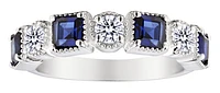 .48 Carat of Lab Grown Diamonds & Created Blue Sapphire Ring, Silver.....................NOW