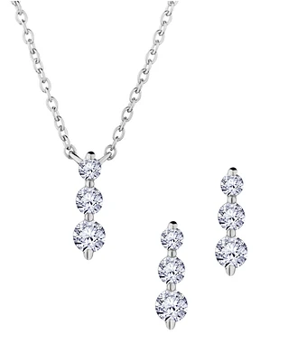 .60 Carat of Lab Grown Diamonds "Past, Present, Future" Earrings and Necklace Set, Silver.....................NOW