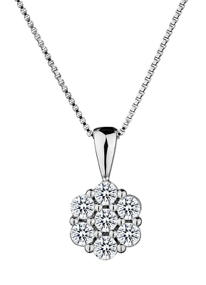 .50 Carat of Lab Grown Diamonds "Flower" Pendant, Silver.....................NOW
