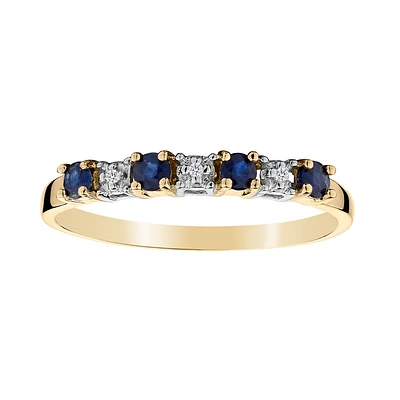 Genuine Sapphire & Diamond Ring, 10kt Yellow Gold.....................NOW