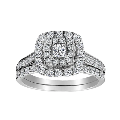 1.00 Carat of Diamonds Princess Cut Centre Engagement Ring Set, 14kt White Gold...................NOW