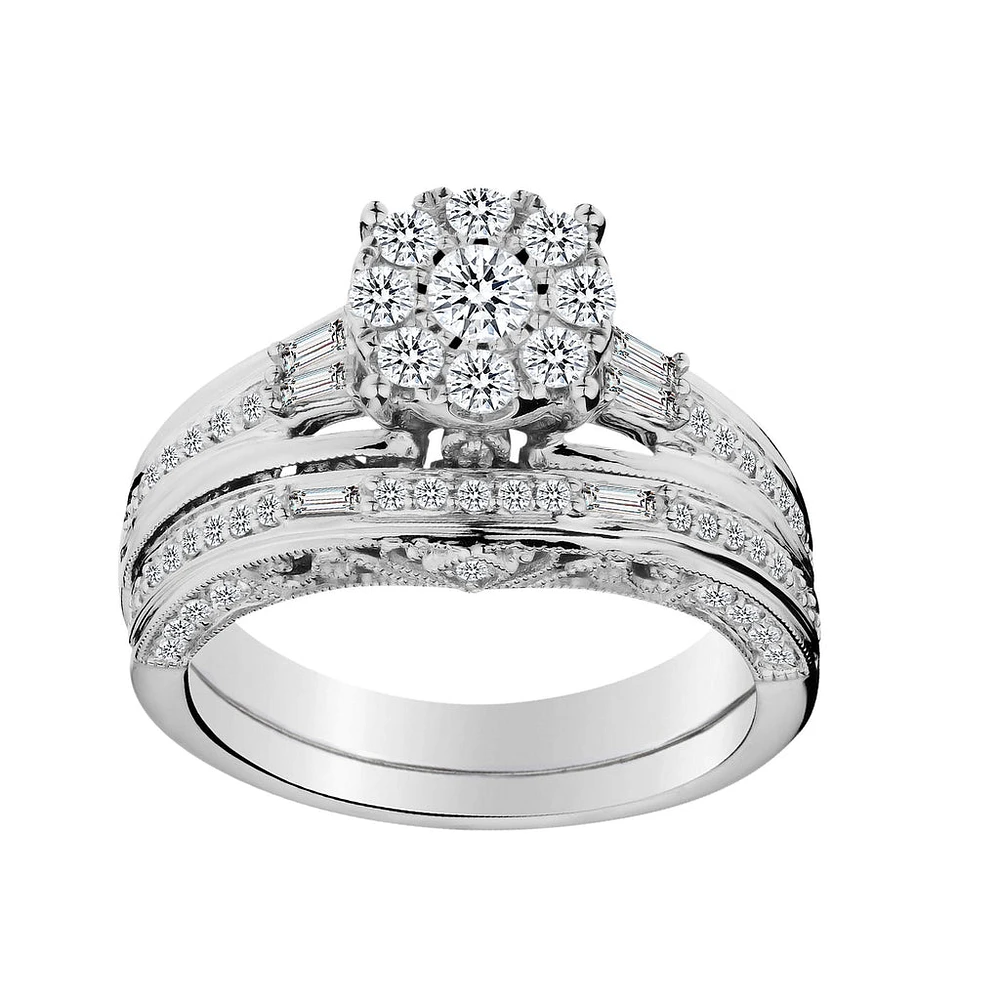 1.00 Carat of Diamonds Ring Set