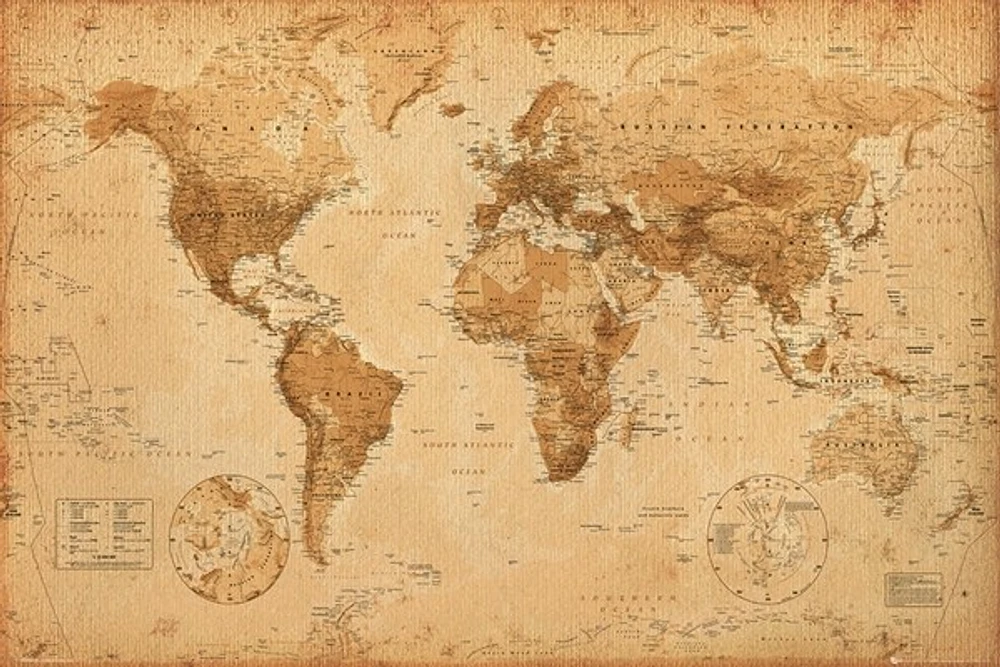 World Map Antique Style