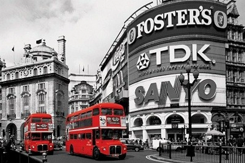 Piccadilly Circus - (Red Buses)