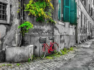Assaf Frank - Bicycle outside old building, Rome, Italy