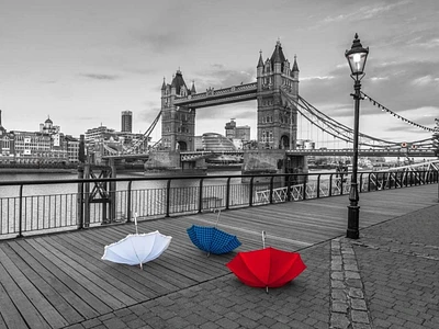 Assaf Frank - Colorful umbrellas on promenade near Tower bridge, London, UK