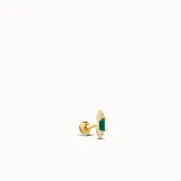 14k Emerald and Lab Grown Diamond Flat Back Stud Hypoallergenic Earrings | Rowan