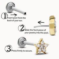 14k Flat Back Bar Stud Hypoallergenic Earrings | Rowan