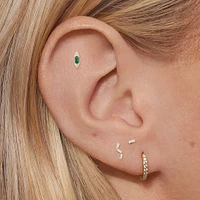 14k Emerald and Lab Grown Diamond Flat Back Stud Hypoallergenic Earrings | Rowan