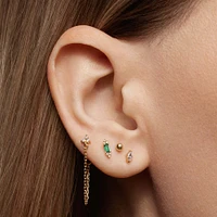 Trinity and Chain Hoop Hypoallergenic Earrings | Rowan