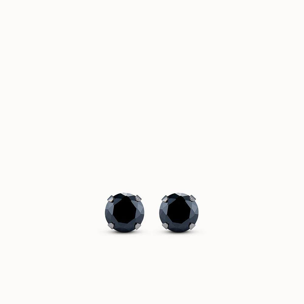 Stainless Steel 5mm Black CZ