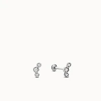 14k Flat Back Triple Diamond Stud Hypoallergenic Earrings | Rowan