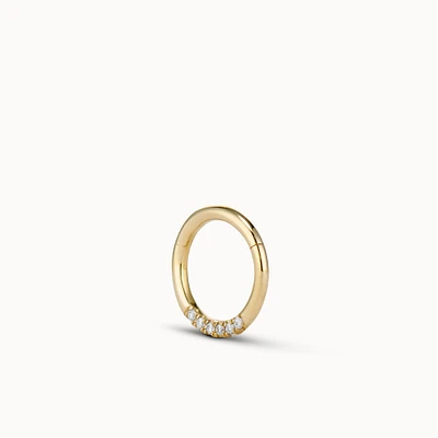 14k Half Diamond Clicker Hoop Hypoallergenic Earrings | Rowan