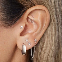 Trinity and Chain Hoop Hypoallergenic Earrings | Rowan