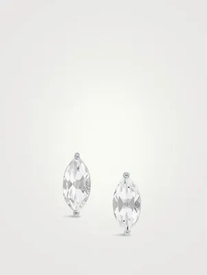 14K Gold Marquis White Topaz Stud Earrings
