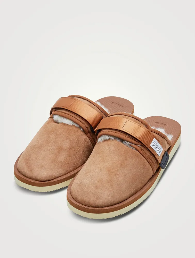ZAVO-M2AB Shearling And Suede Mules